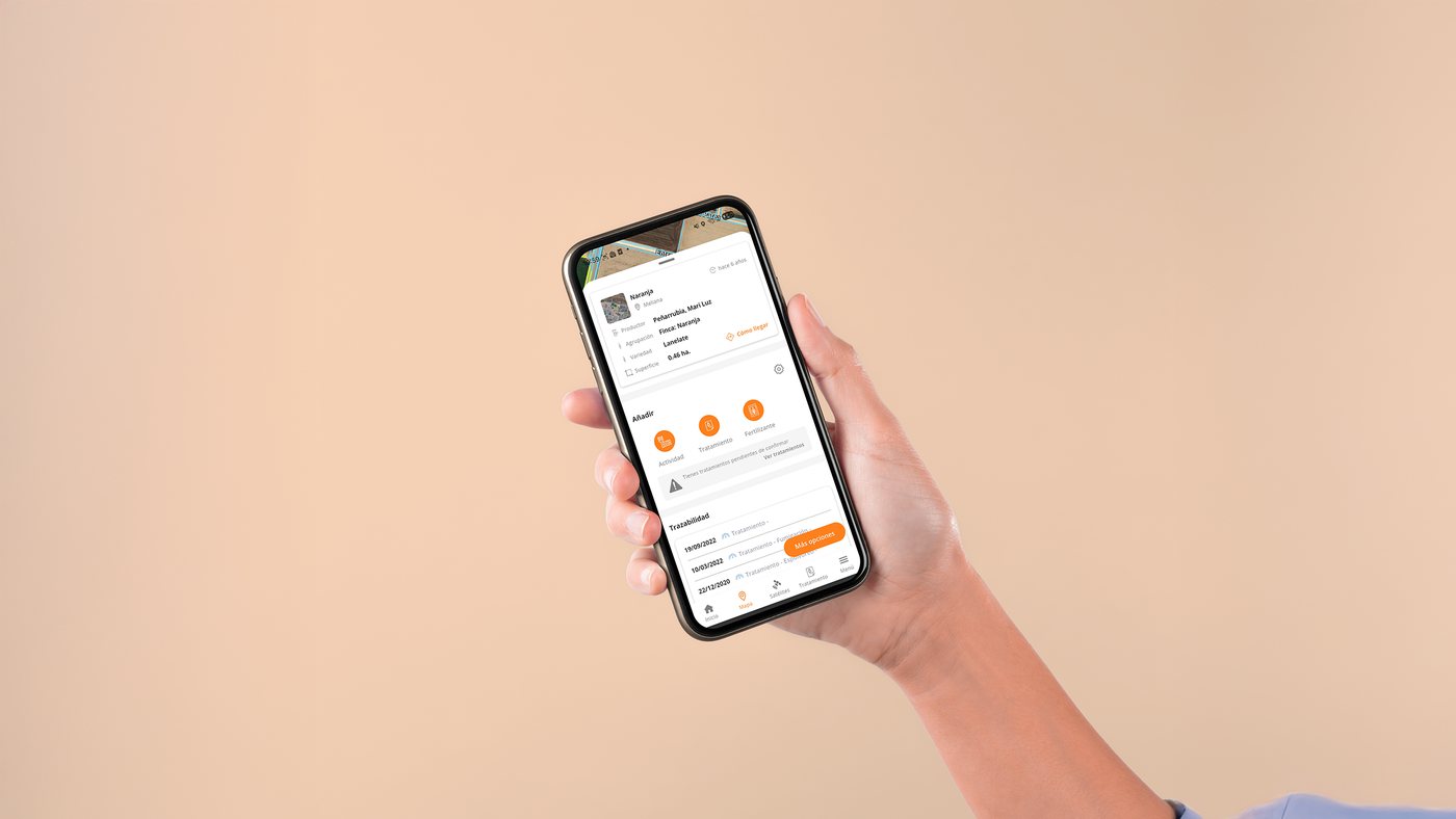 App de VisualNACert mostrando trazabilidad de campo en citricultura