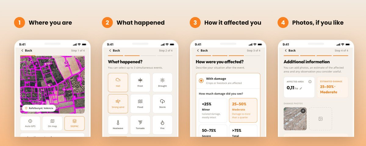 The four steps to report in SICA: where you are, what has happened, how it has affected you and photos if you want